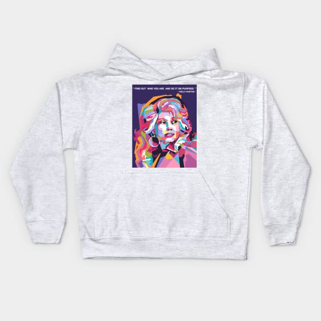 Abstract Dolly Parton and her quotes in WPAP Kids Hoodie by smd90